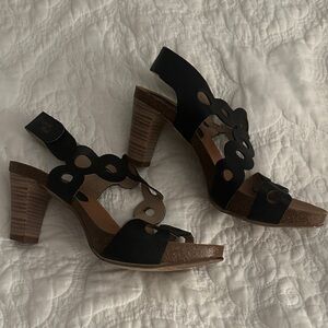 European Heels Elegant Black Heeled Sandals